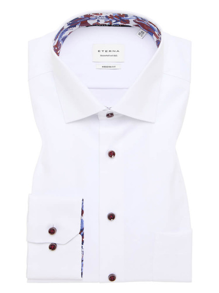 Eterna shirt MODERN FIT TWILL white with Kent collar in modern cut