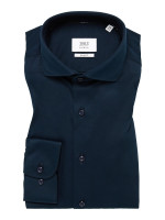 Eterna overhemd SLIM FIT JERSEY donkerblauw met Cutaway kraag in smalle snit