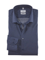 Olymp shirt LEVEL 5 PRINT dark blue with Modern Kent collar in narrow cut