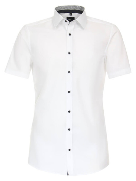 Venti shirt BODY FIT UNI POPELINE white with Kent collar in narrow cut